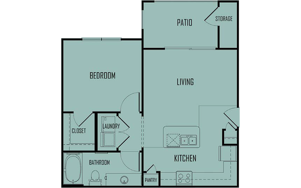 A1 - 1 bedroom floorplan layout with 1 bath and 640 square feet. (2D) A1 - 1 bedroom floorplan layout with 1 bath and 640 square feet. (2D)