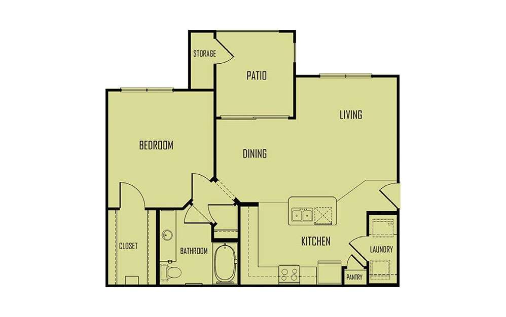 A3 - 1 bedroom floorplan layout with 1 bath and 818 square feet. (2D) A3 - 1 bedroom floorplan layout with 1 bath and 818 square feet. (2D)